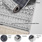 Dekoreko Kaymaz Taban Djt Mutfak Halısı Star Pamuk Saçaklı İskandinav F5078