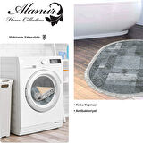 Dekoreko Kaymaz Taban Djt Banyo Halısı Yıldız Deri Saçaklı Oval İskandinav F5132