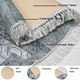 Dekoreko Kaymaz Taban Djt Banyo Halısı Yıldız Deri Saçaklı Oval İskandinav F5132