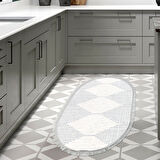 Dekoreko Kaymaz Taban Djt Mutfak Halısı Star Pamuk Saçaklı Oval İskandinav F5085