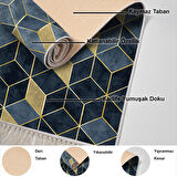 Dekoreko Kaymaz Taban Djt Salon Halısı Yıldız Deri Saçaklı İskandinav 2146M