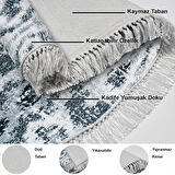 Dekoreko Kaymaz Taban Djt Mutfak Halısı Trend Saçaklı Oval İskandinav F5136