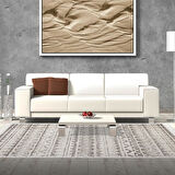 Dekoreko Kaymaz Taban Djt Salon Halısı Yıldız Deri Saçaklı İskandinav F5078