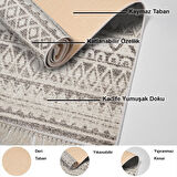 Dekoreko Kaymaz Taban Djt Salon Halısı Yıldız Deri Saçaklı İskandinav F5078