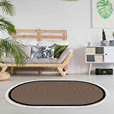 Alanur Home Kaymaz Taban Djt Banyo Mutfak Salon Halı Star Pamuk Saçaklı Oval Dokuma Desen E5001