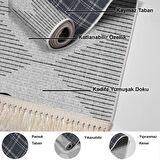 Dekoreko Kaymaz Taban Djt Salon Halısı Star Pamuk Saçaklı İskandinav F5085