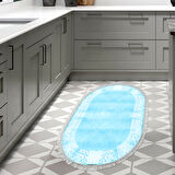 Dekoreko Kaymaz Taban Djt Mutfak Halısı Yıldız Deri Saçaklı Oval Modern 1460