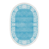 Dekoreko Kaymaz Taban Djt Mutfak Halısı Yıldız Deri Saçaklı Oval Modern 1460