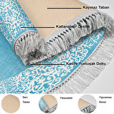 Dekoreko Kaymaz Taban Djt Mutfak Halısı Yıldız Deri Saçaklı Oval Modern 1460