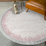 Dekoreko Kaymaz Taban Djt Salon Halısı Yıldız Deri Saçaklı Yuvarlak Modern 1342