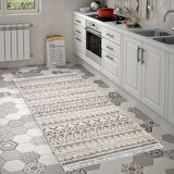 Dekoreko Kaymaz Taban Djt Mutfak Halısı Yıldız Deri Saçaklı İskandinav F5078