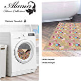 Dekoreko Kaymaz Taban Djt Banyo Halısı Yıldız Deri Saçaklı Modern 2155M