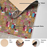 Dekoreko Kaymaz Taban Djt Banyo Halısı Yıldız Deri Saçaklı Modern 2155M