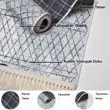 Dekoreko Kaymaz Taban Djt Salon Halısı Star Pamuk Saçaklı İskandinav F5079