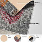 Dekoreko Kaymaz Taban Djt Salon Halısı Yıldız Deri Saçaklı Modern E4052