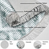 Dekoreko Kaymaz Taban Djt Mutfak Halısı Trend Saçaklı Oval İskandinav F5124