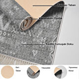 Dekoreko Kaymaz Taban Djt Mutfak Halısı Yıldız Deri Saçaklı İskandinav F5137