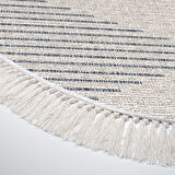 Dekoreko Kaymaz Taban Djt Mutfak Halısı Yıldız Deri Saçaklı Oval İskandinav F5085