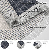 Dekoreko Kaymaz Taban Djt Mutfak Halısı Star Pamuk Saçaklı Oval İskandinav F5085