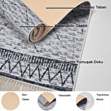 Dekoreko Kaymaz Taban Djt Mutfak Halısı Yıldız Deri Saçaklı İskandinav F5081