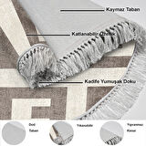 Dekoreko Kaymaz Taban Djt Salon Halısı Trend Saçaklı Yuvarlak Modern 606M