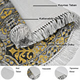 Dekoreko Kaymaz Taban Djt Salon Halısı Trend Saçaklı Yuvarlak Modern 659M