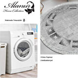 Dekoreko Kaymaz Taban Djt Mutfak Halısı Star Pamuk Saçaklı Yuvarlak Modern 691M