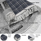 Dekoreko Kaymaz Taban Djt Mutfak Halısı Star Pamuk Saçaklı Yuvarlak Modern 691M