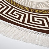 Dekoreko Kaymaz Taban Djt Salon Halısı Yıldız Deri Saçaklı Yuvarlak Modern 675M