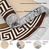 Dekoreko Kaymaz Taban Djt Salon Halısı Yıldız Deri Saçaklı Yuvarlak Modern 675M