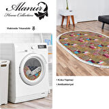 Dekoreko Kaymaz Taban Djt Salon Halısı Star Pamuk Saçaklı Oval Modern 2155M