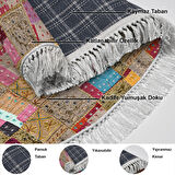 Dekoreko Kaymaz Taban Djt Salon Halısı Star Pamuk Saçaklı Oval Modern 2155M