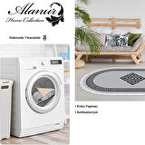 Dekoreko Kaymaz Taban Djt Salon Halısı Yıldız Deri Saçaklı Oval Modern 656M