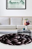 Kaymaz Dijital Mutfak & Salon Halı Trend Saçaklı Yuvarlak Geometrik E5009
