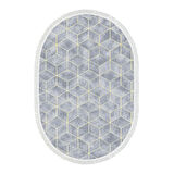 Dekoreko Kaymaz Taban Djt Banyo Halısı Trend Saçaklı Oval Modern 627M