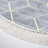 Dekoreko Kaymaz Taban Djt Banyo Halısı Trend Saçaklı Oval Modern 627M