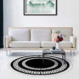 Dekoreko Kaymaz Taban Djt Salon Halısı Yıldız Deri Saçaklı Yuvarlak Modern 650M