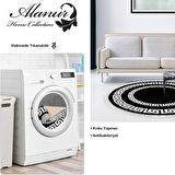 Dekoreko Kaymaz Taban Djt Salon Halısı Yıldız Deri Saçaklı Yuvarlak Modern 650M