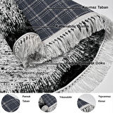 Dekoreko Kaymaz Taban Djt Mutfak Halısı Star Pamuk Saçaklı Yuvarlak Modern 1342