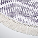 Dekoreko Kaymaz Taban Djt Mutfak Halısı Yıldız Deri Saçaklı Oval İskandinav F5124