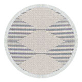 Dekoreko Kaymaz Taban Djt Mutfak Halısı Yıldız Deri Saçaklı Yuvarlak İskandinav F5085