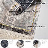 Dekoreko Kaymaz Taban Djt Mutfak Halısı Star Pamuk Saçaklı Modern M12271