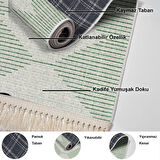 Dekoreko Kaymaz Taban Djt Mutfak Halısı Star Pamuk Saçaklı İskandinav F5085