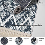 Dekoreko Kaymaz Taban Djt Salon Halısı Star Pamuk Saçaklı İskandinav F5128