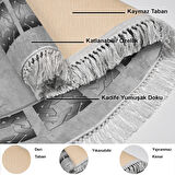 Dekoreko Kaymaz Taban Djt Salon Halısı Yıldız Deri Saçaklı Oval Modern 691M