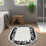 Dekoreko Kaymaz Taban Djt Banyo Halısı Star Pamuk Saçaklı Oval Modern 1495