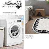 Dekoreko Kaymaz Taban Djt Banyo Halısı Star Pamuk Saçaklı Oval Modern 1495