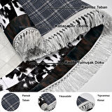 Dekoreko Kaymaz Taban Djt Banyo Halısı Star Pamuk Saçaklı Oval Modern 1495