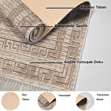 Dekoreko Kaymaz Taban Djt Salon Halısı Yıldız Deri Saçaklı Modern F5036