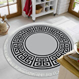 Dekoreko Kaymaz Taban Djt Mutfak Halısı Trend Saçaklı Yuvarlak Modern 608M